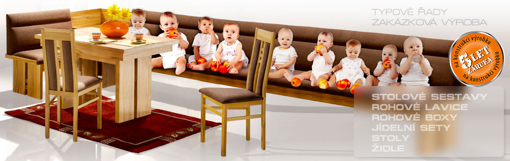 Kuchyňské lavice rohové, rovné, stoly, židle, kuchyňské sety